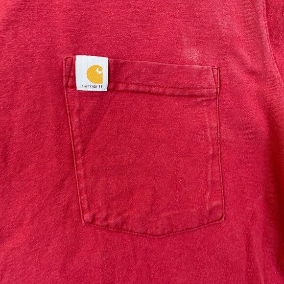 Carhartt Mens T-Shirt Medium Short Sleeve Crew Neck Relaxed Fit Pocket Tee Red - Picture 7 of 10